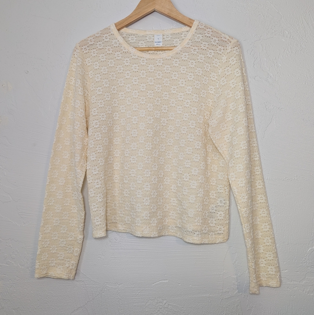 Boho Cream Floral Eyelet Lace Layering Crop Top Cottage Whimsi Feminine Festival